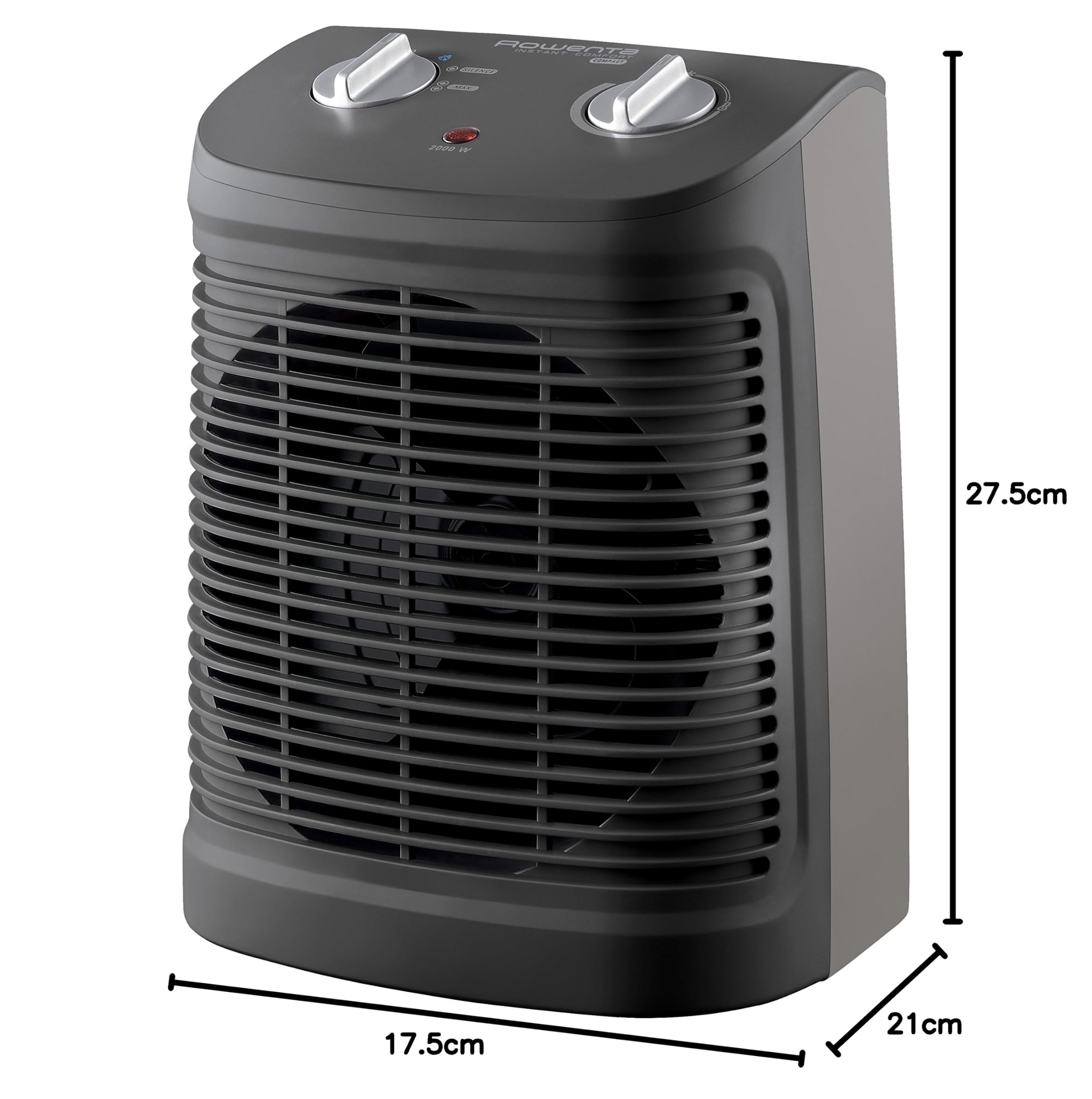 Rowenta Instant Comfort Compact Termoventilatore personale, Modalità 2Power, Silenzioso, Compatto, Facile da trasportare e riporre, Spegnimento automatico di sicurezza SO2320F2
