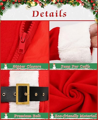 Miniatura 4 de YAOGEG Disfraz de Papá Noel para niños, disfraz de Papá Noel para niños, disfraz de Papá Noel de terciopelo para Navidad, 5 unidades