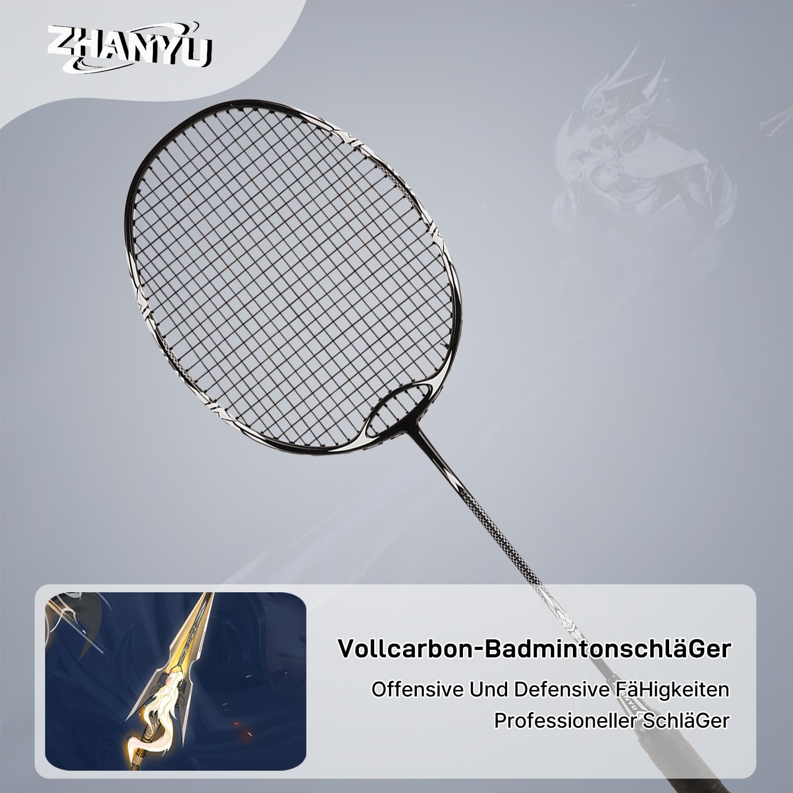 Badminton SchläGer,FederballschläGer,Vollcarbon-Ultraleichter 82g ProfischläGer,EinschließLich 1 SchläGer Und 1 Balltasche,Geeignet FüR TäGliche Fitness- Und TrainingswettkäMpfe