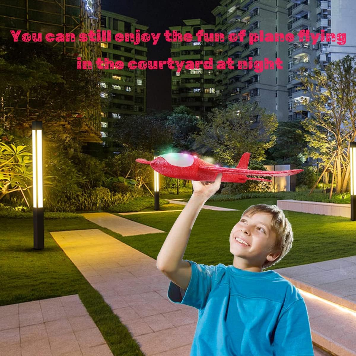 MIMIDOU 2 pcs Flashing Luminous Glider Plane 2 Flight Mode Aerobatic Superb Charming Shining Foam Airplane can Fly at Night for Kids as The Best Gift