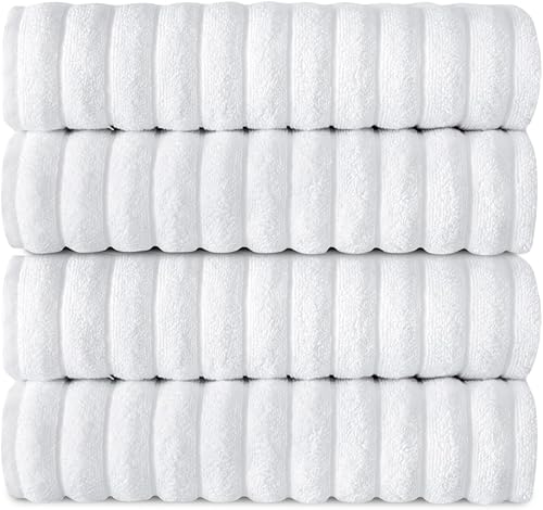 Miniatura 17 de Classic Turkish Towels - Juego de 6 toallas de lujo de la colección Brampton acanaladas de 100% algodón turco, de secado rápido, suaves y Platino