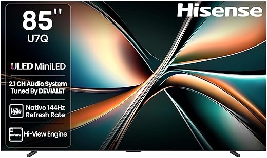 Hisense 215 cm (85 inches) U7Q Series 4K Ultra HD Smart QLED Mini LED TV 85U7Q (Black)