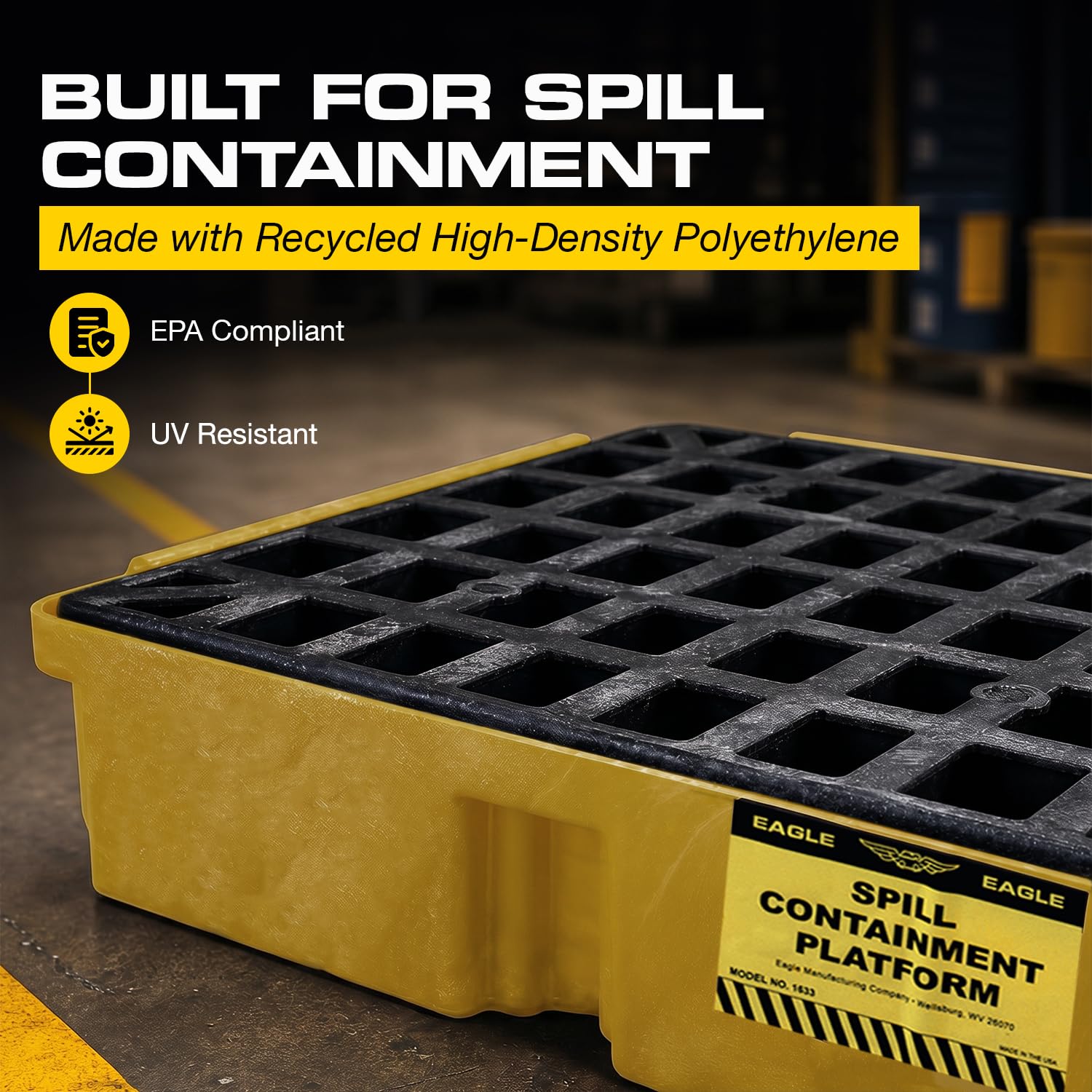 Eagle Drum Spill Pallet - Yellow Containment -2 Eagle Drum Spill Pallet - Yellow Containment -2