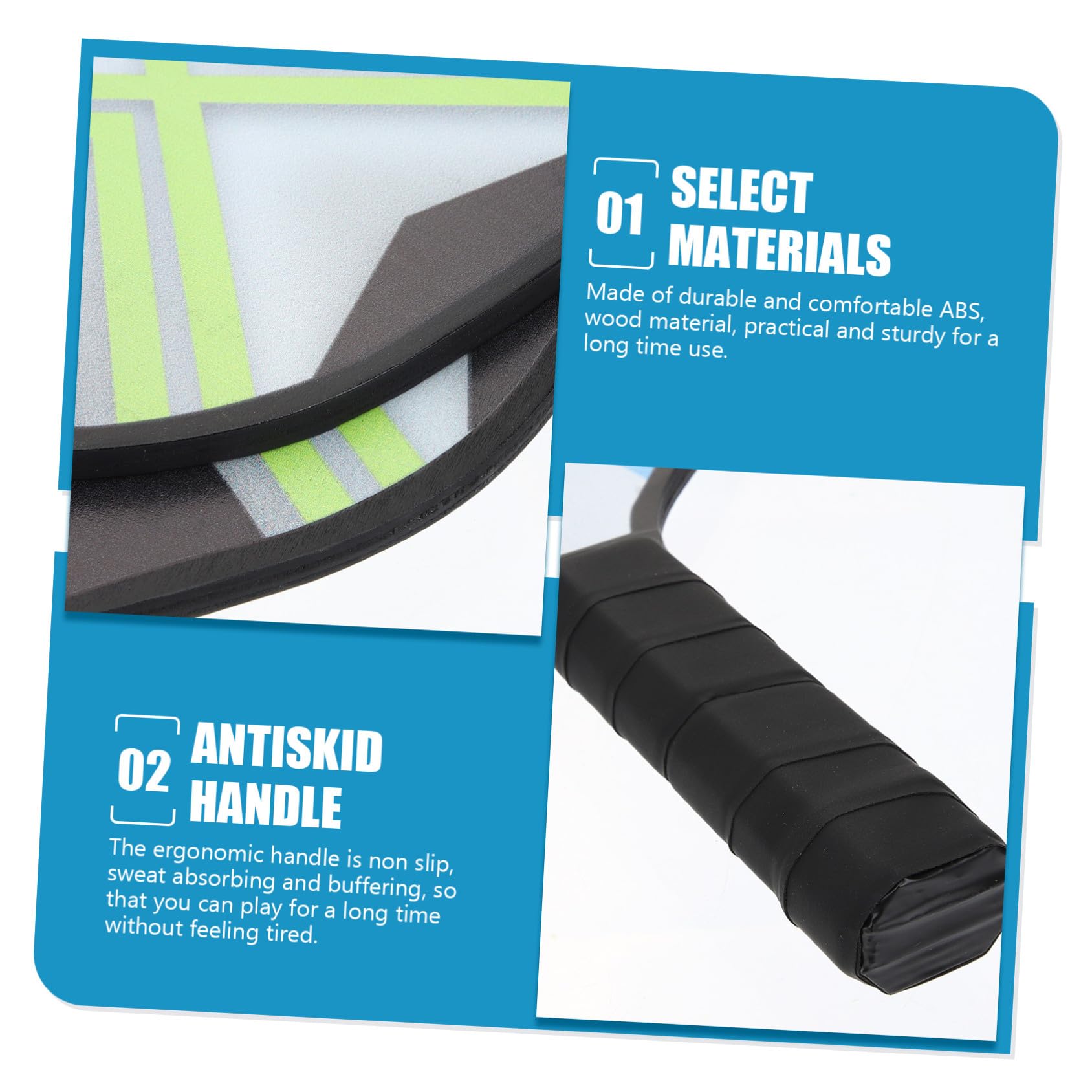 Set Racchette da Pickleball per Ragazzo Ragazza Impugnatura Antiscivolo, Racchette Sportive in Abs e Legno Resistenti, Kit Pickleball per Attività All’aperto e Gioco Coordinazione