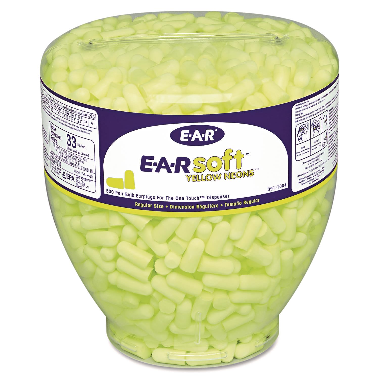 3 M mmm3911004 e un Rsoft neón Tapered Earplug Recambio, inalámbrico, Amarillo, 500/caja, Amarillo