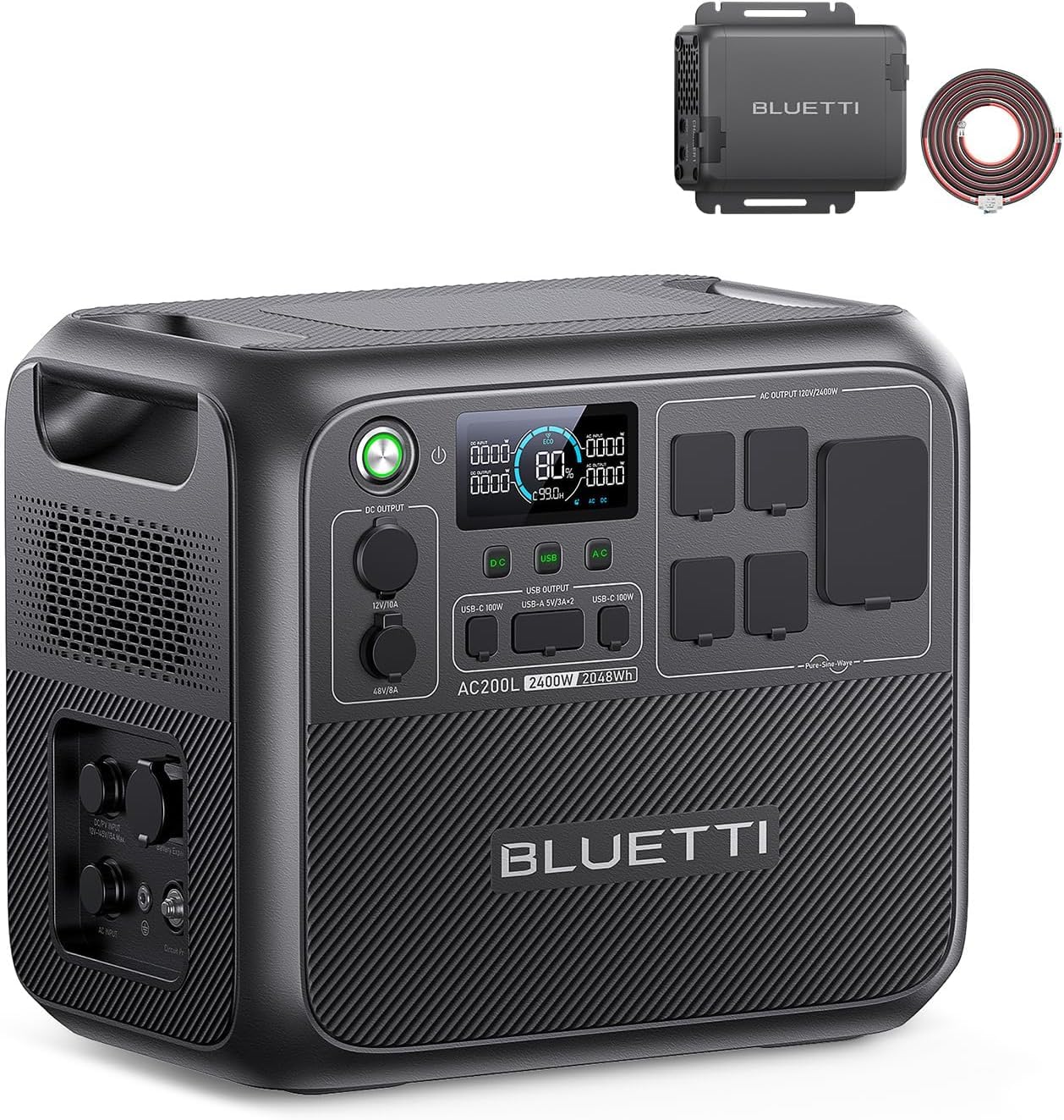 BLUETTI AC200L Portable Power Station & Charger 1 (Ships Separately), 2048Wh LFP Backup, 560W DC-DC Alternator Charger, 3.6H Full Charge via Car, Perfect for Road Trips, RVs, Power Outages