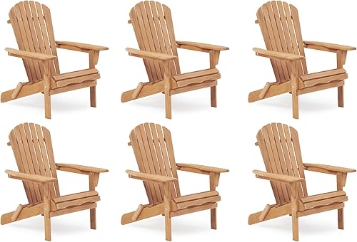 Miniatura 14 de Juego de 2 sillas Adirondack plegables de madera para exteriores con respaldo premontado, silla de patio de madera para jardín, patio trasero