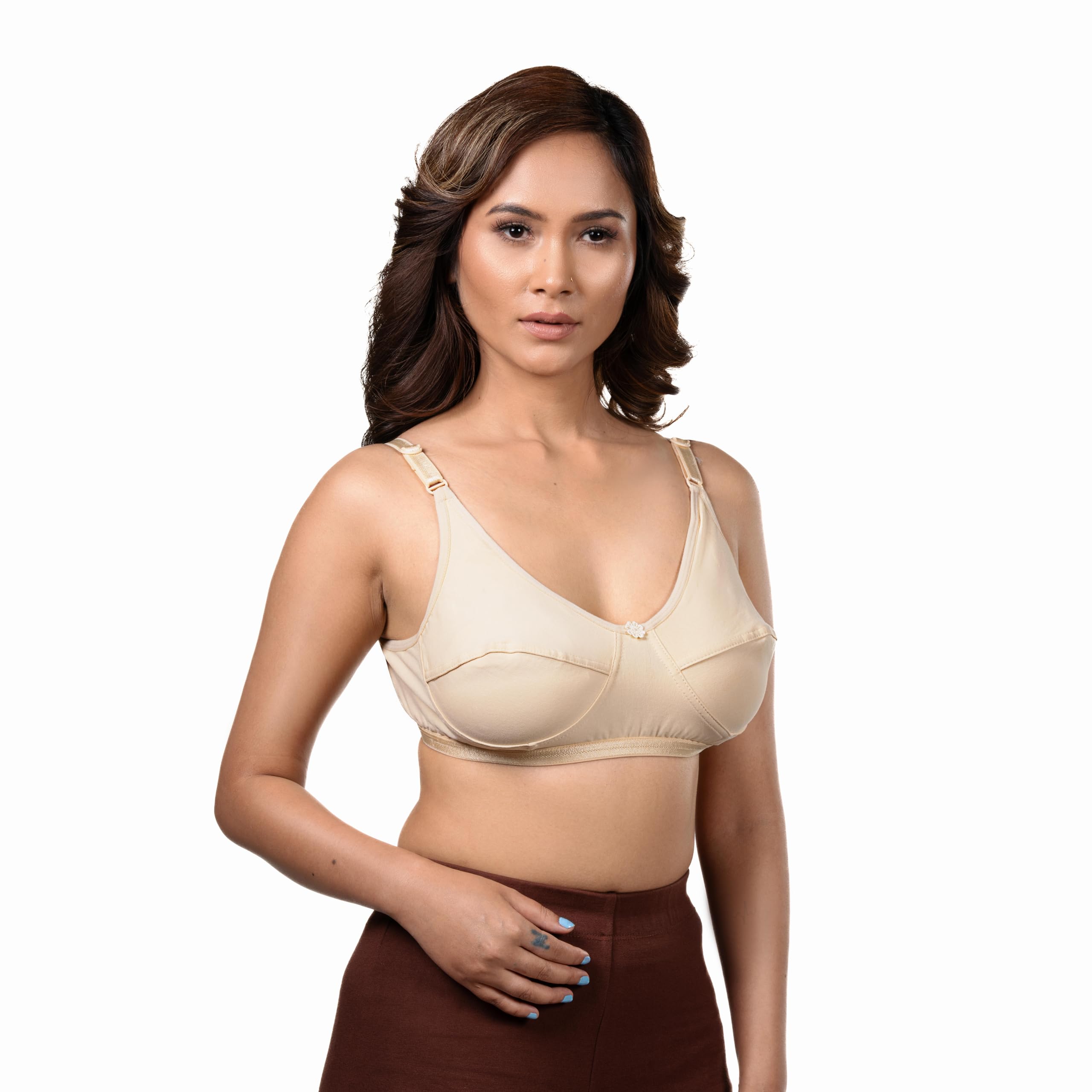 Wikiwear Women Cotton B Cup Non-Padded Non-Wired Full Coverage Mastectomy Post Surgery Bras-image-37