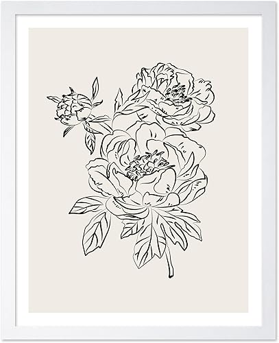 Miniatura 260 de Poster Master Póster de peonías – Estampado de flores retro – Ilustración floral – Ilustración en blanco y negro – Diseño de línea y abstracto –