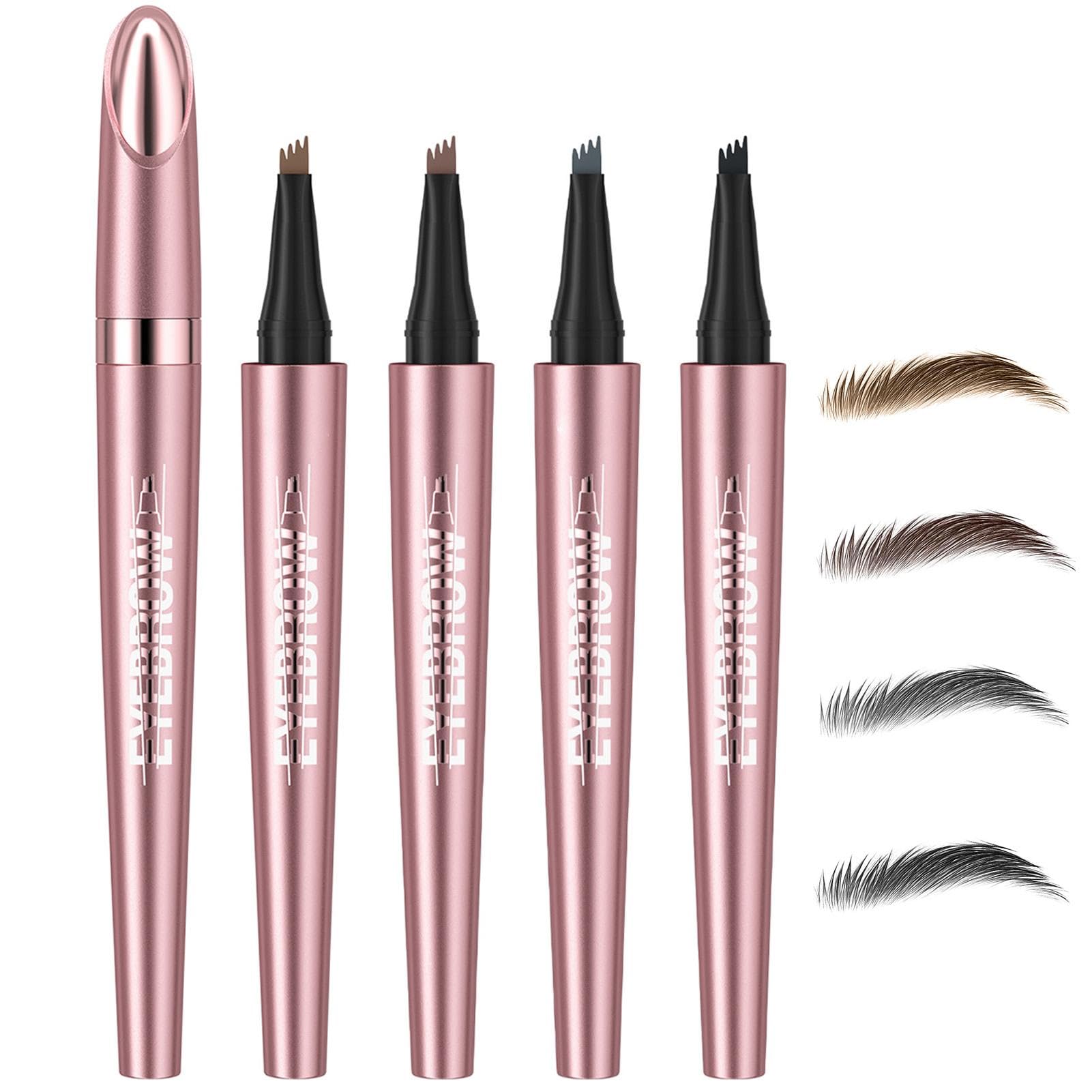 4PCS Lapiz De Cejas 3d Waterproof, Microblading Lápiz Para Cejas, 4 Puntos Lapiz Para Cejas Larga Duracion, Eyebrow Pencil, Lapiz De Ceja Maquillaje Cejas, Kit De Belleza Para Mujer, Con Boceto Fino