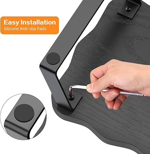 Miniatura 4 de Soporte elevador para monitor, soporte de madera para computadora de escritorio, madera y acero, multiusos, almacenamiento de escritorio, estante