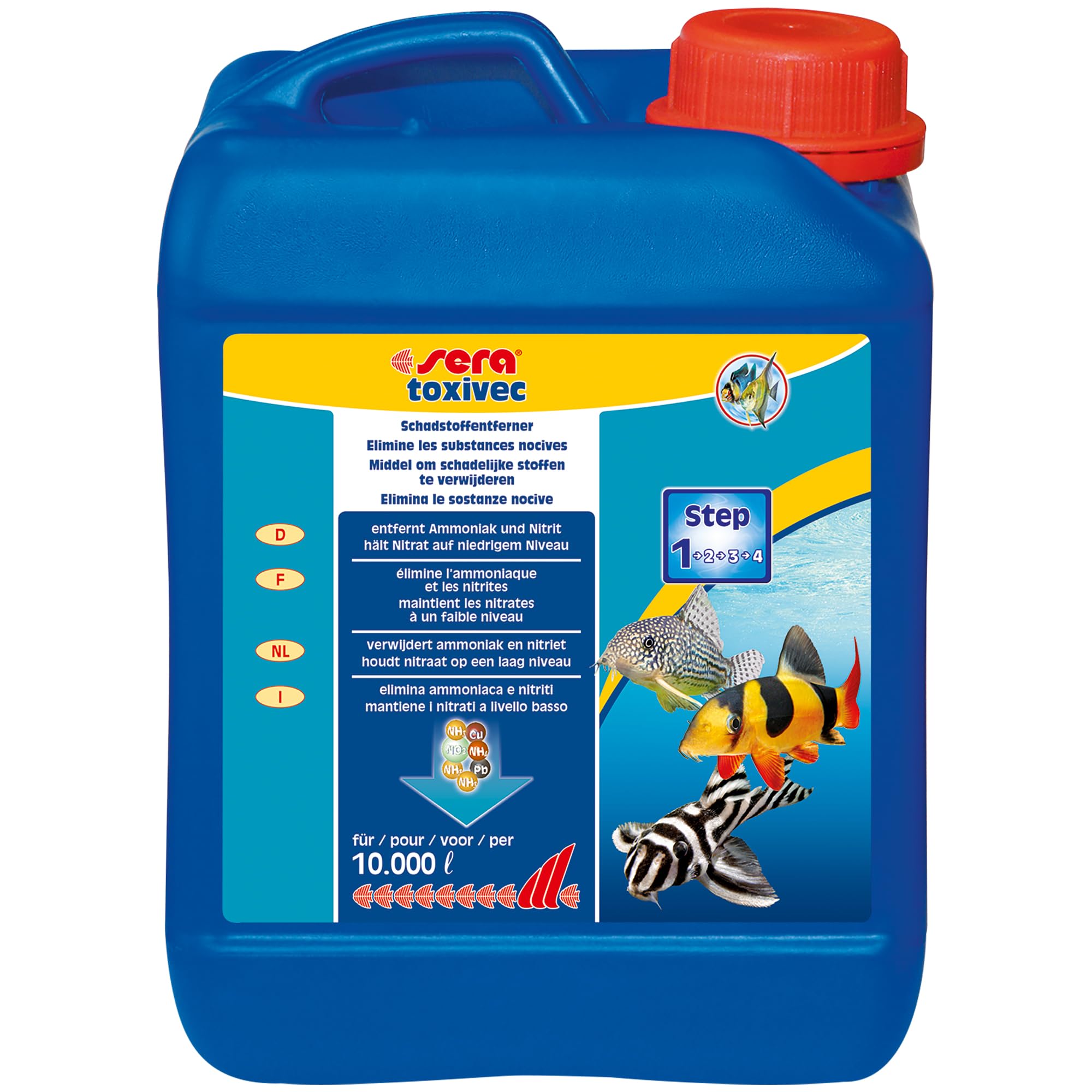 sera toxivec 2,5 L | Effet immédiat | élimine l'ammoniaque, Le Chlore & Les métaux Lourds de l'aquarium 2.500 ML | rétablit Les paramètres de l'eau