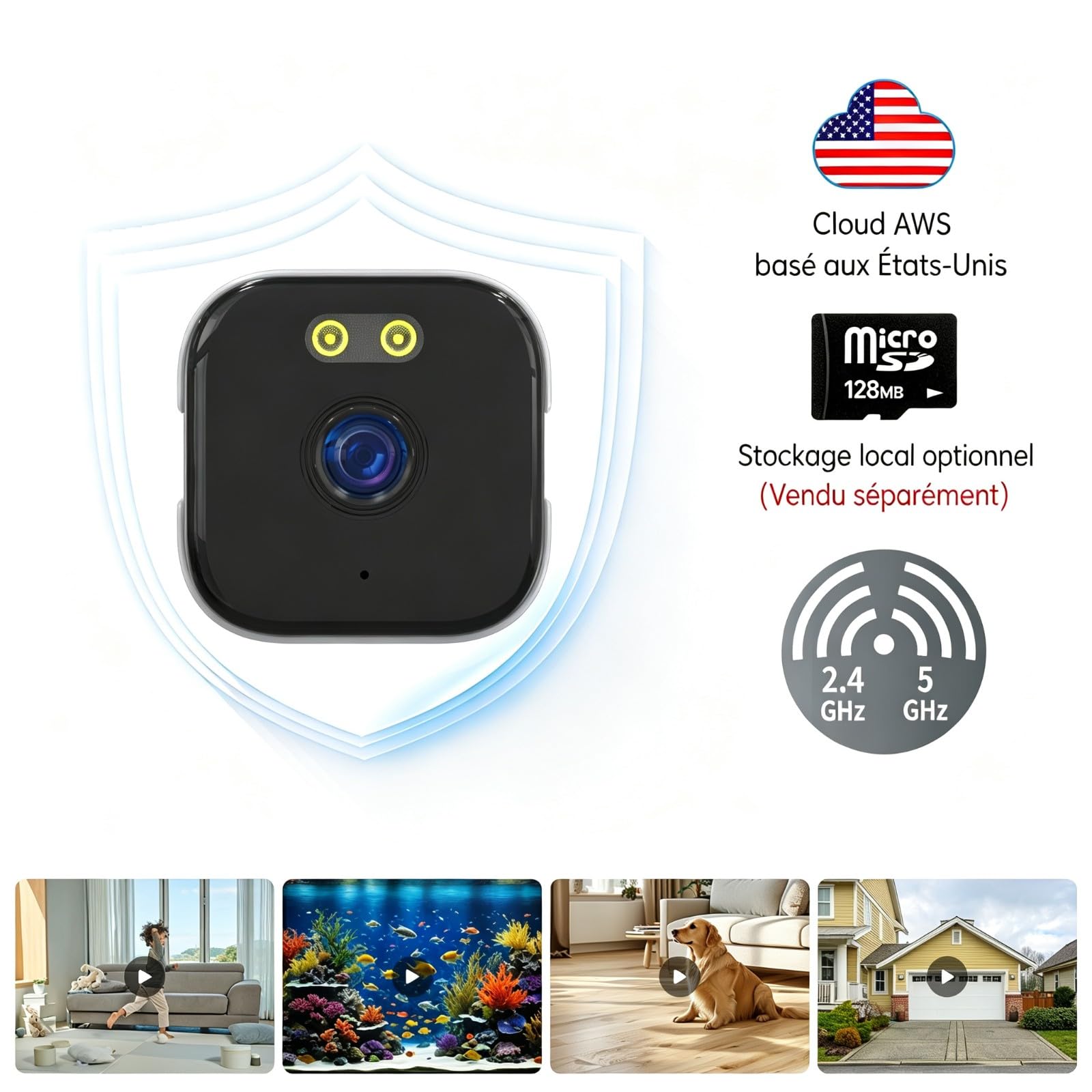 ANYQOO 2 Paquet Caméra sans Fil Interieur 3MP 2K, Surveillance Intérieur Vision Nocturne Couleur IA, Détection Mouvement, WiFi 2.4/5GHz, Enregistrement 24/7, Installation Facile pour Fenêtre