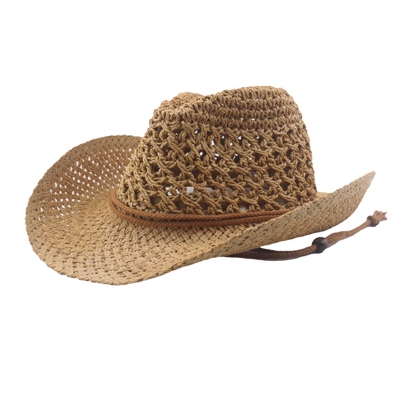 Generic Sombrero de Cowboy de Paja para Hombre Mujer Sombrero Vaquero Western con Banda Cowgirl Hat Sombrero de Occidental Bush Hat Sombrero Visera de Verano Sombrero de Playa