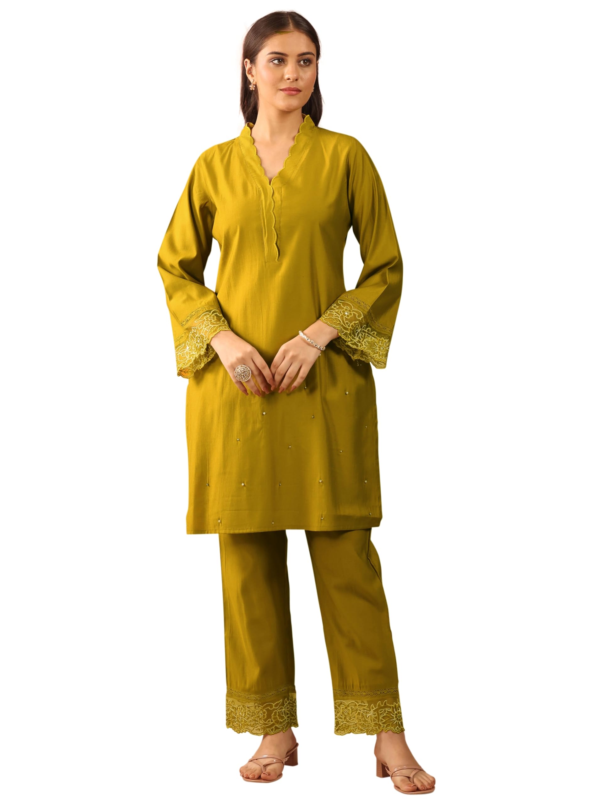Libas Solid Silk Blend Co-Ord Set-picture-25