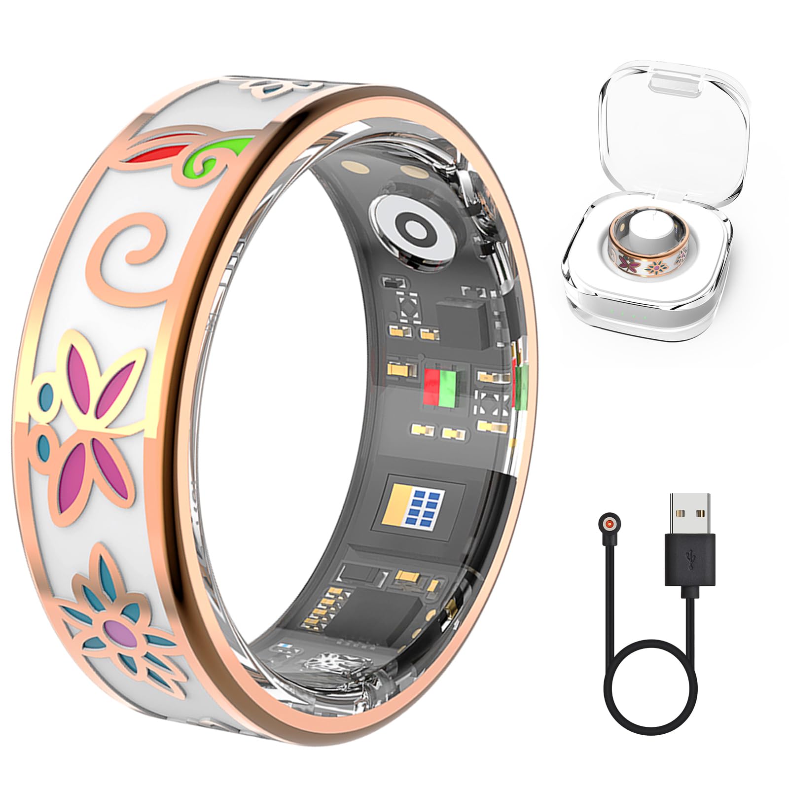 Enamel Craft Smart Ring for Women &amp; Men, No Subscription Fitness Tracker with Heart Rate, Sleep Tracking, SpO2 – IP68 for iOS &amp; Android (Enamel Color, 10)