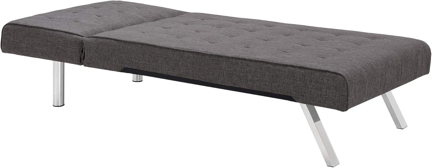 DHP Emily Chaise Lounger With Chrome Legs, Grey Linen : Home & Kitchen