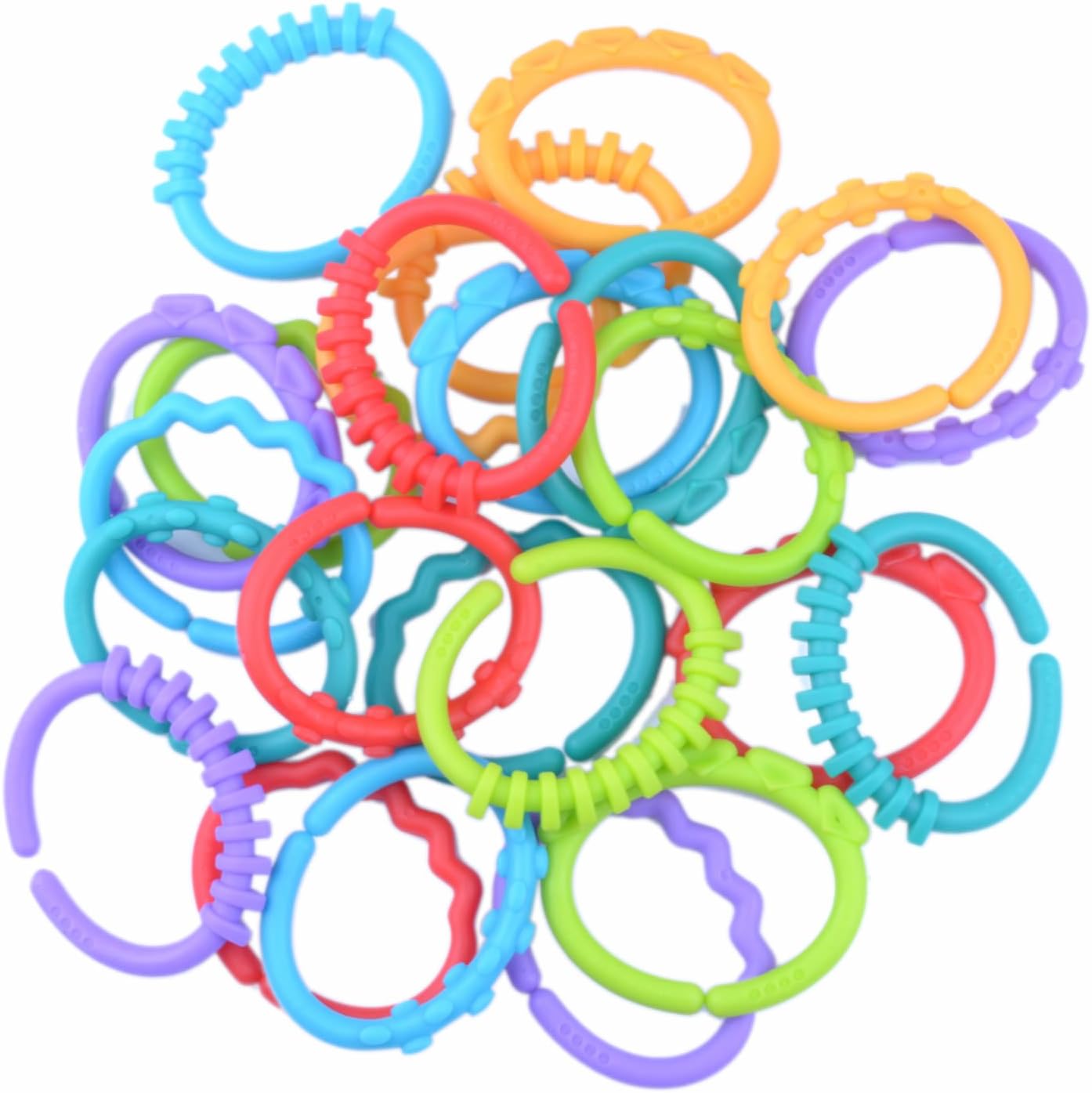 pranovo Rainbow Link C-Clips Hooks Plastic Chain Links C-Links Cage Hang Ring Plaything Climb Toys Foot Toy for Small Pet Rat Parrot Bird