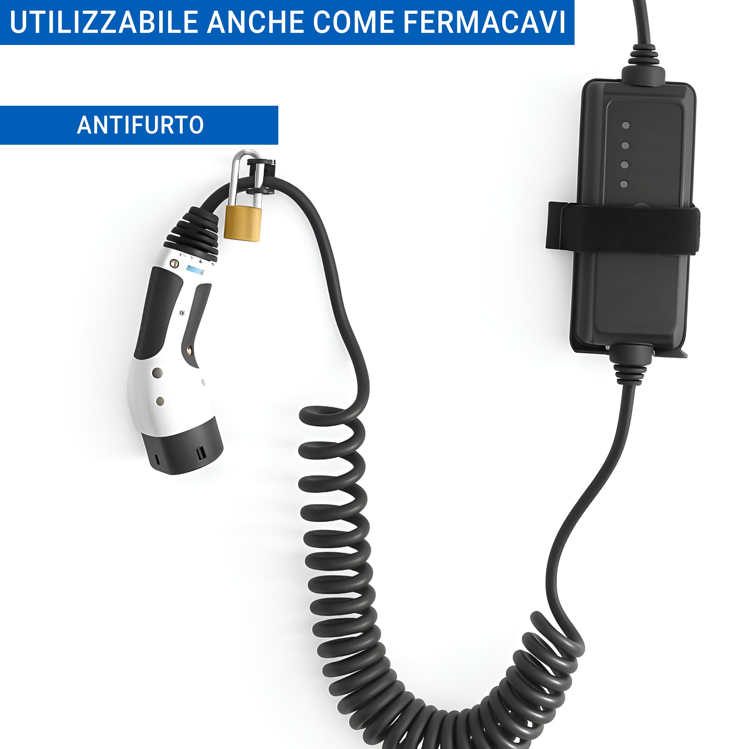 Antifurto Tipo 2 con Serratura - Antifurto per cavo di Ricarica sulla Wallbox, adatto per cavi fino a 22 mm di diametro