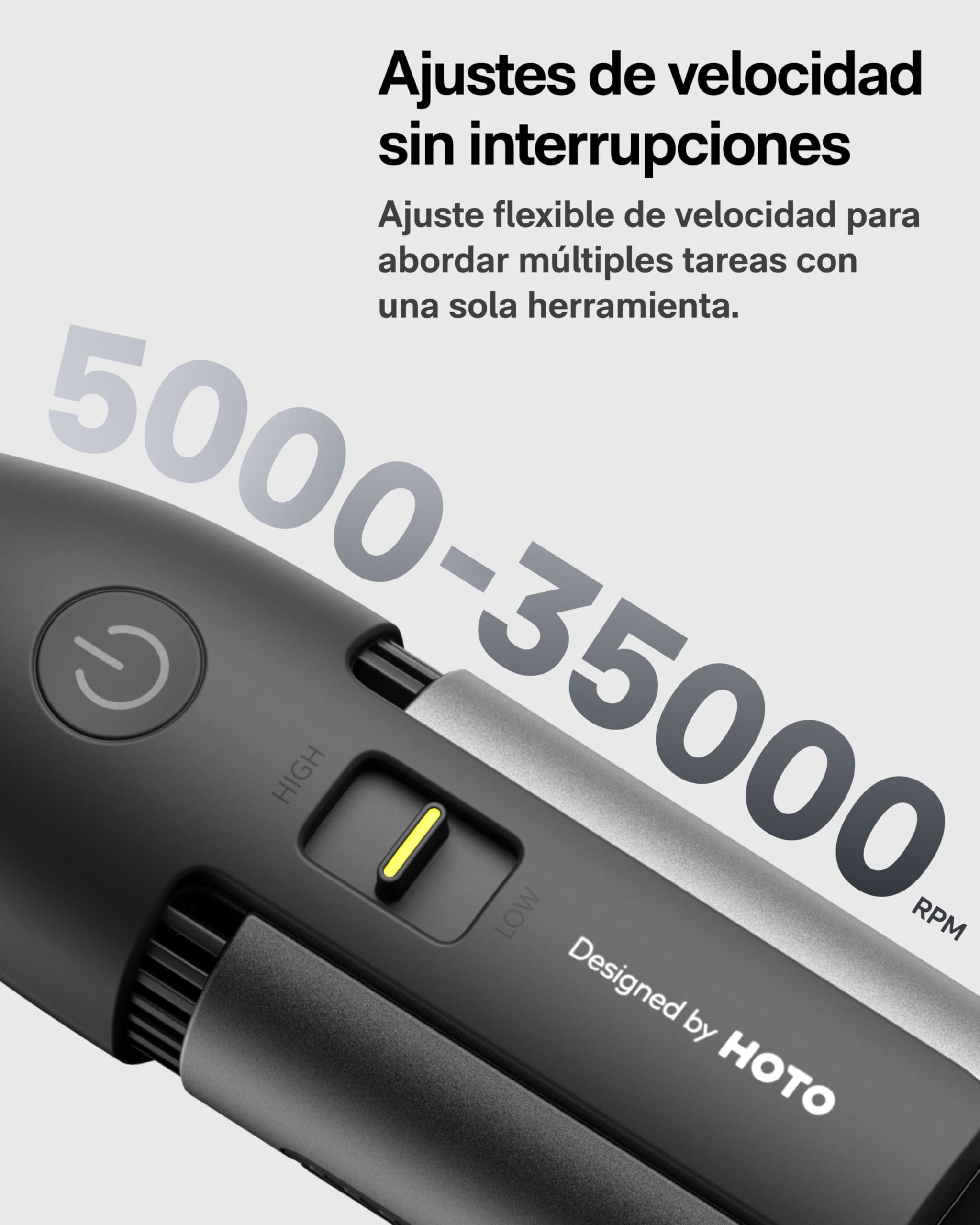 HOTO Amoladora Eléctrica, Multiherramienta de 12V con Luz LED, 5000-35000 RPM, Herramienta Rotativa con 37 Accesorios, para Grabar, Taladrar, Cortar y Esmerilar