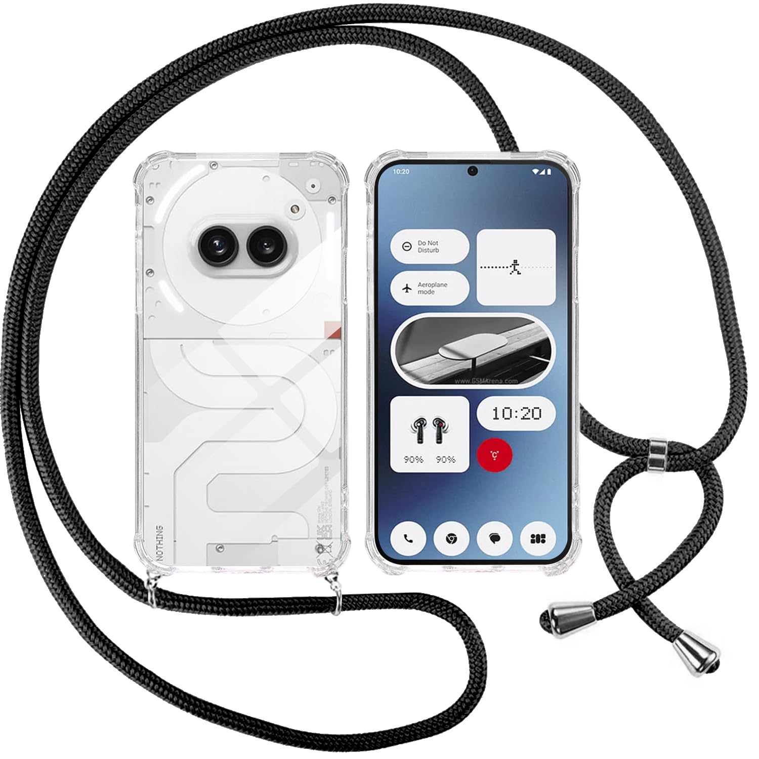 ISOI Cover con Cordino per Motorola Edge 50 Fusion, Custodia Trasparente con Collana Tracolla Laccio Collo Ultra Sottile Morbido TPU Silicone Antiurto AntiGraffio Antiscivolo Case, Nero