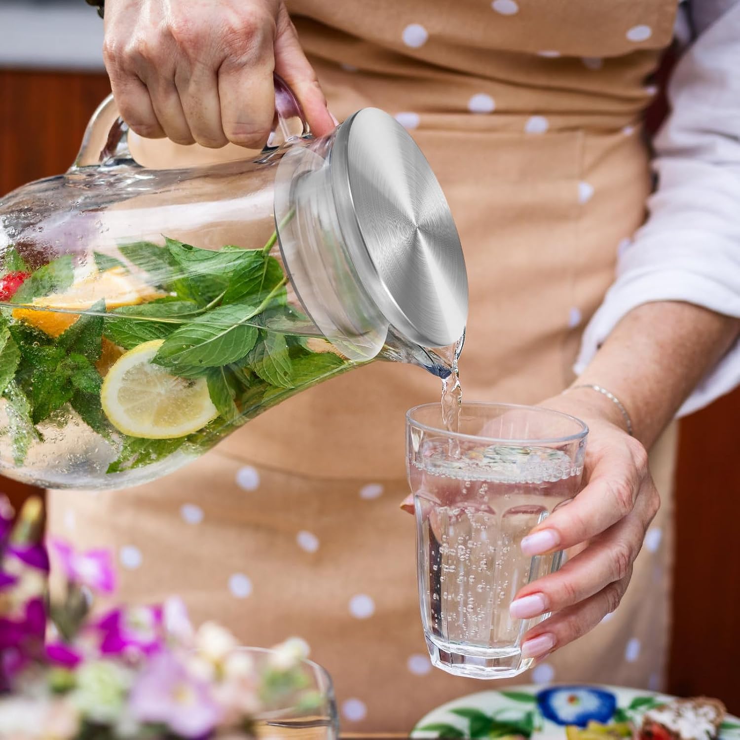 Ipetboom Glass Pitcher Replacement Lid - Water Pitcher Cover Stainless Steel Jug Covers for Home Office Restaurant Household Wear-resistant Jug Lid Convenient Accessory - 3. 54x1. 45in