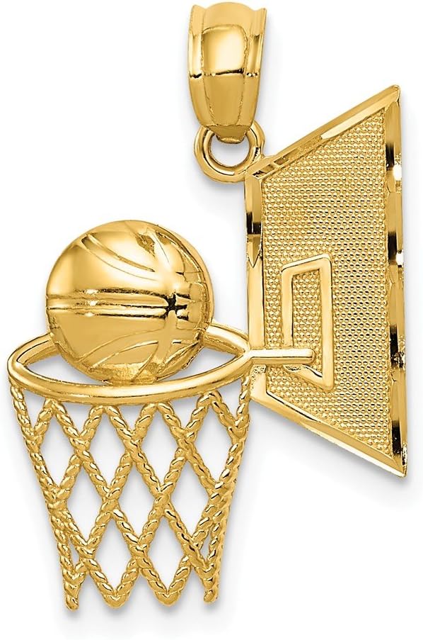 The Black Bow 14k Yellow Gold Basketball Hoop and Backboard Pendant