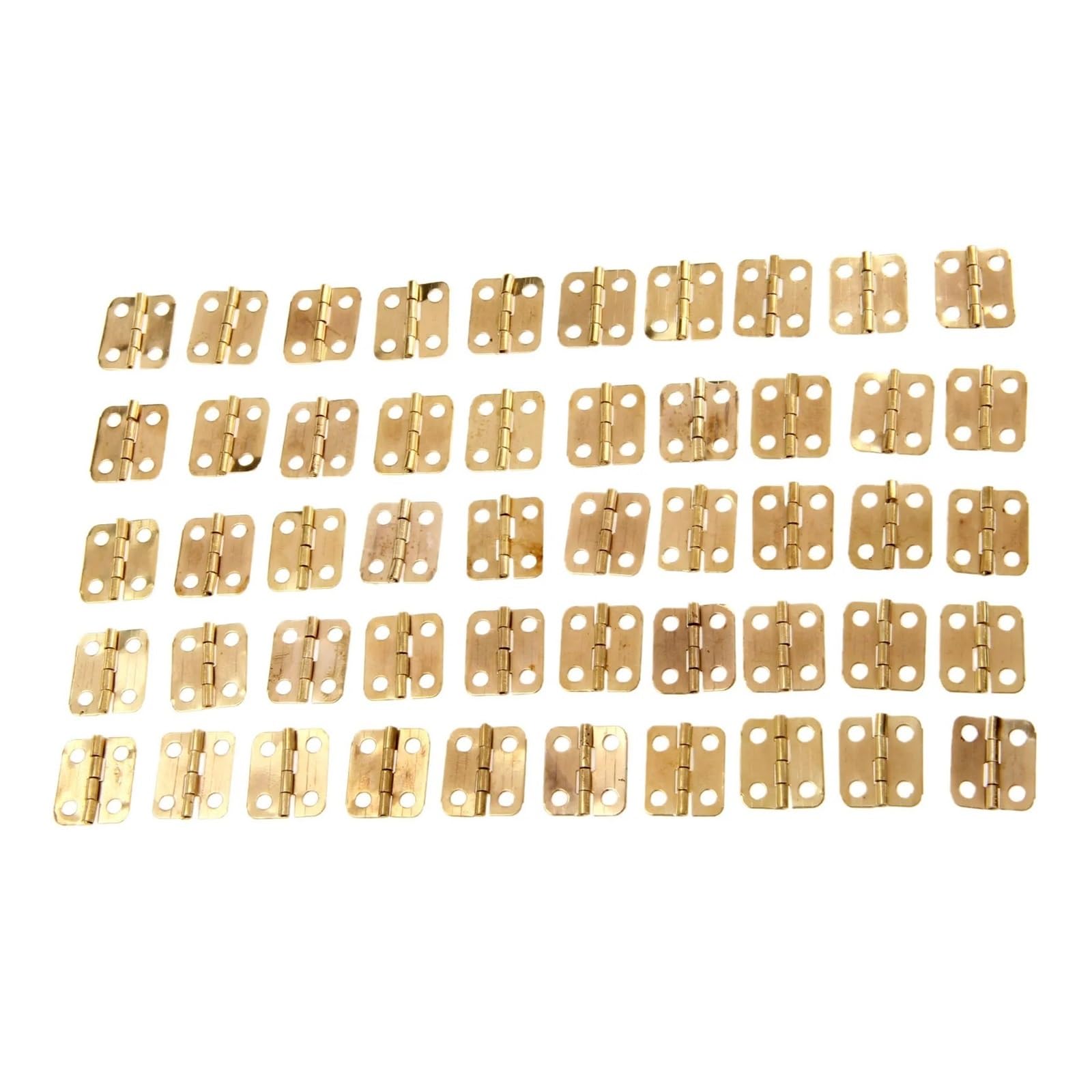 HKVTVCYPYA 50Pcs 16x13mm Antique Bronze/Gold Cabinet Hinges Furniture Accessories Jewelry Boxes Small Hinge for Cabinets(Gold)