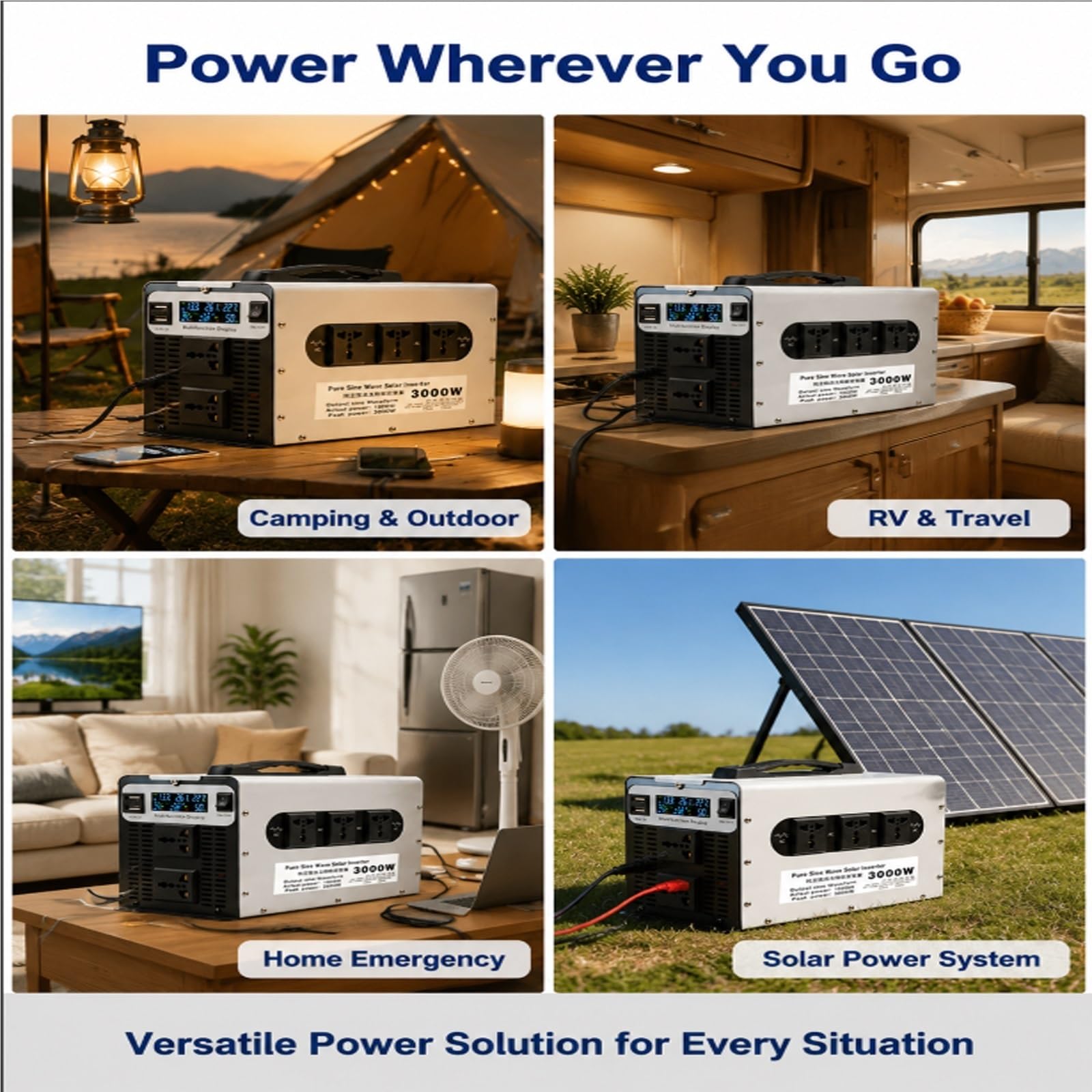 Inverter 1500W Onda Sinusoidale Pura 220V per Batteria 12V/24V–Picco 3000W