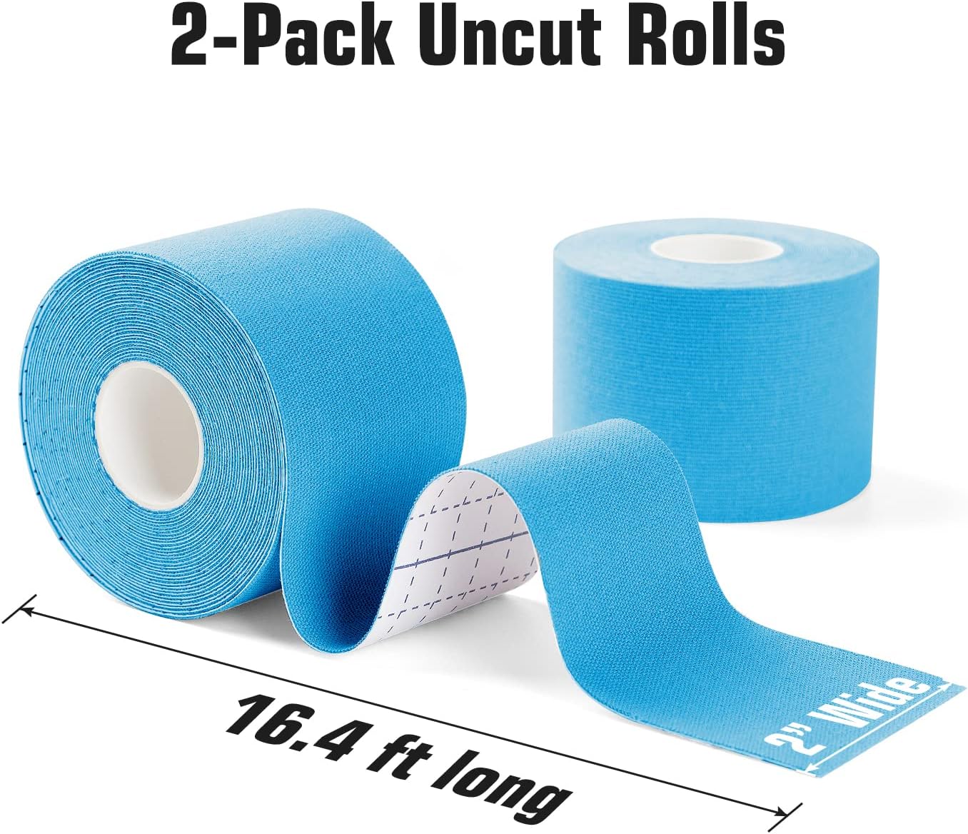 Kinesiology Tape (2/Pack) for Sports and Recovery, Water Resistant, Latex Free Premium Elastic Cotton Athletic Tape by Weltroice (2/Pack, 16.4FT Each, Blue) : Health & Household