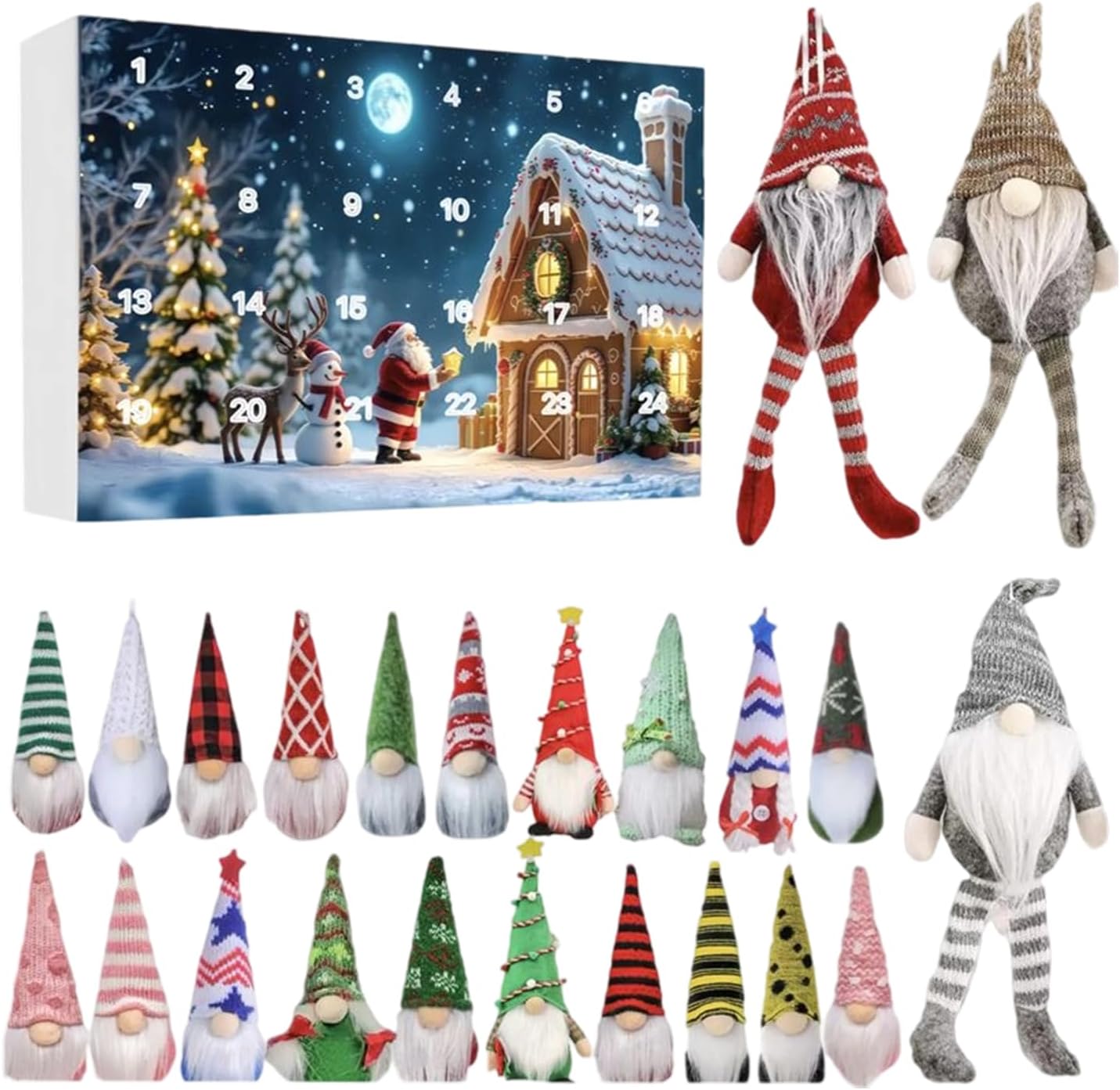 クリスマスカウントダウンカレンダー,ノーム アドベントカレンダー 24日間セット,パーティー祭りホームアクティビティ休日用知育玩具