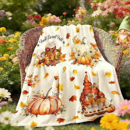 yuboo Spring Gnome Throw Blanket 50"x60", Soft Gnome Gifts for