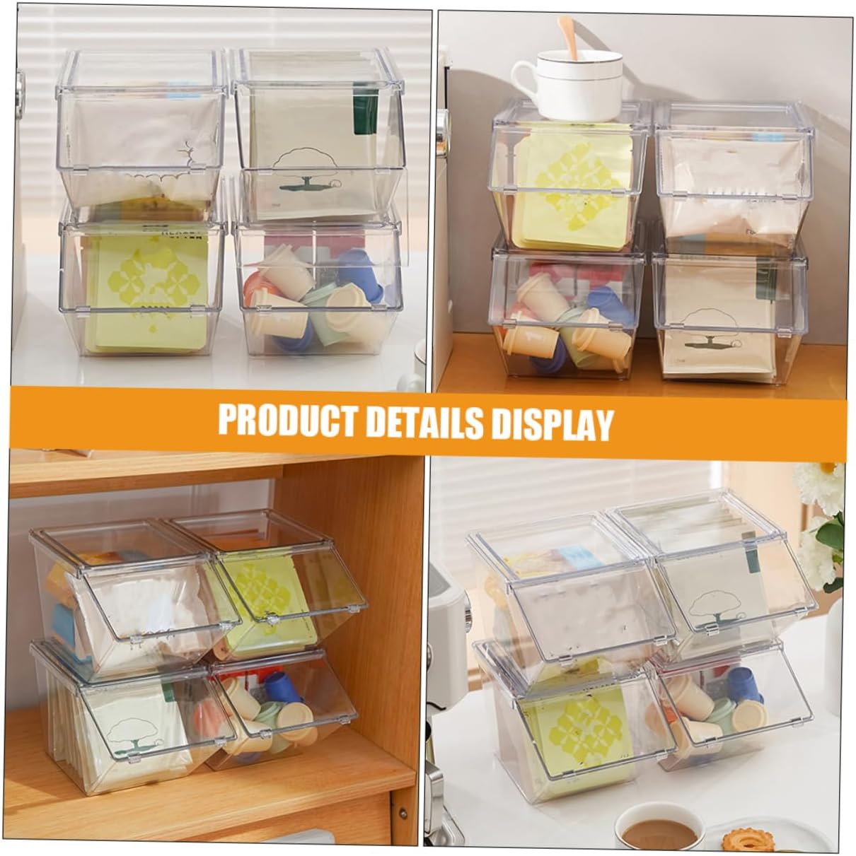 Garneck 4pcs Modern Acrylic Tea Bag Box Organizer Holder for Coffee Bar Candy Storage