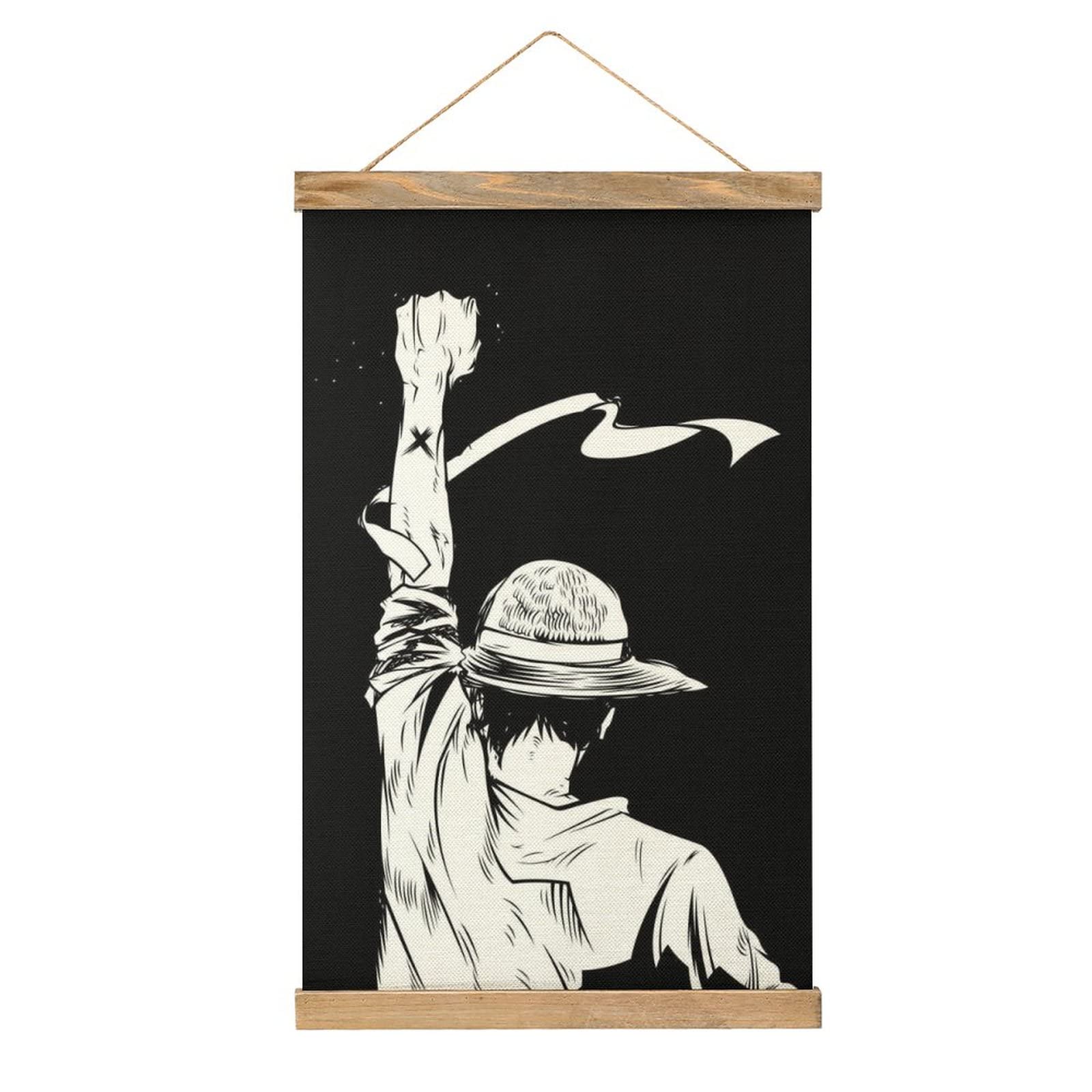 RONIG Anime Poster Wall Hanging Scroll Wooden Frame Poster Canvas Wall Art For Bedroom Decor 13x20in