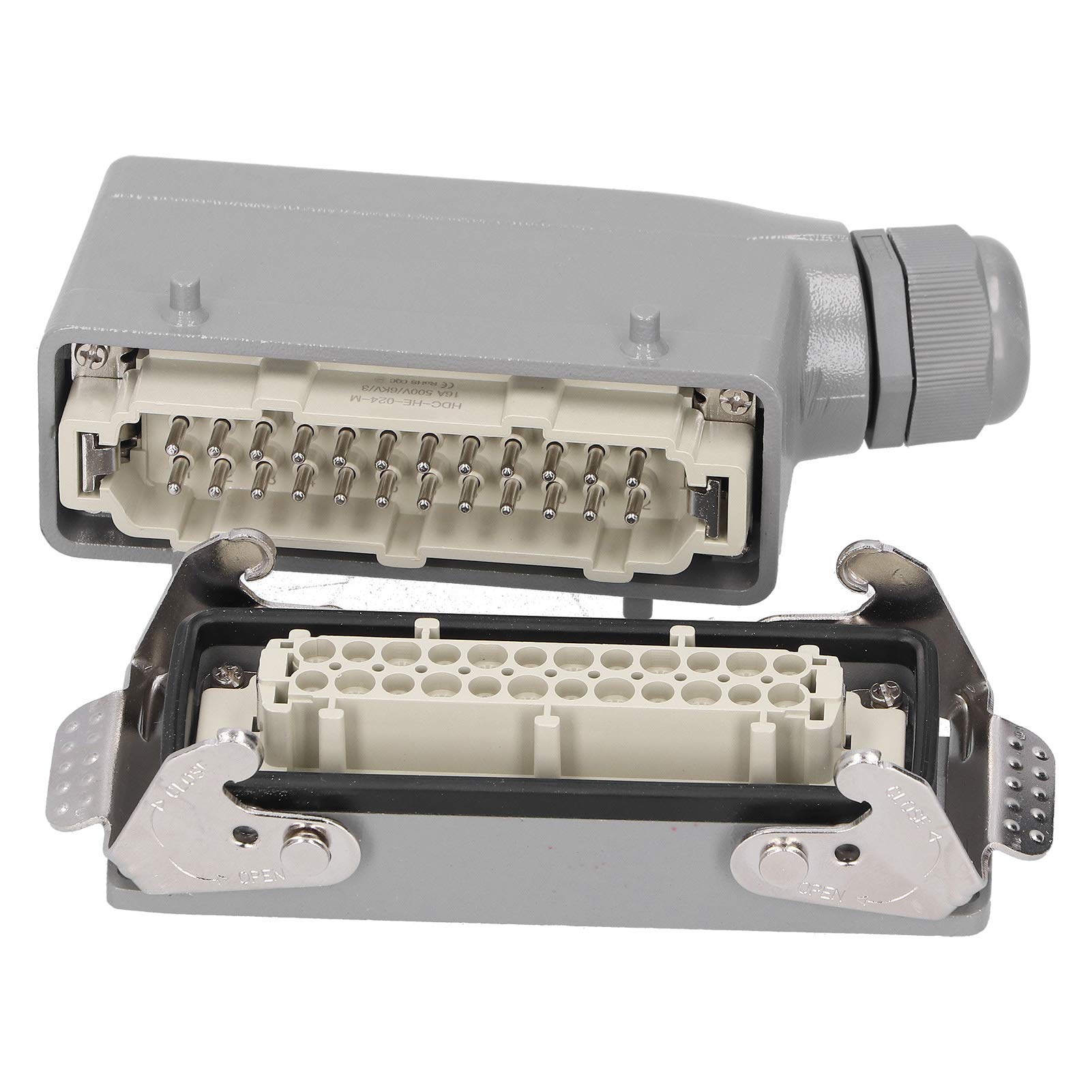 Connecteurs Robustes, Prise de Sortie Latérale 500 V 24 Contacts pour l'aviation Industrielle en Laiton plaqué Argent pour Connecteur Industriel