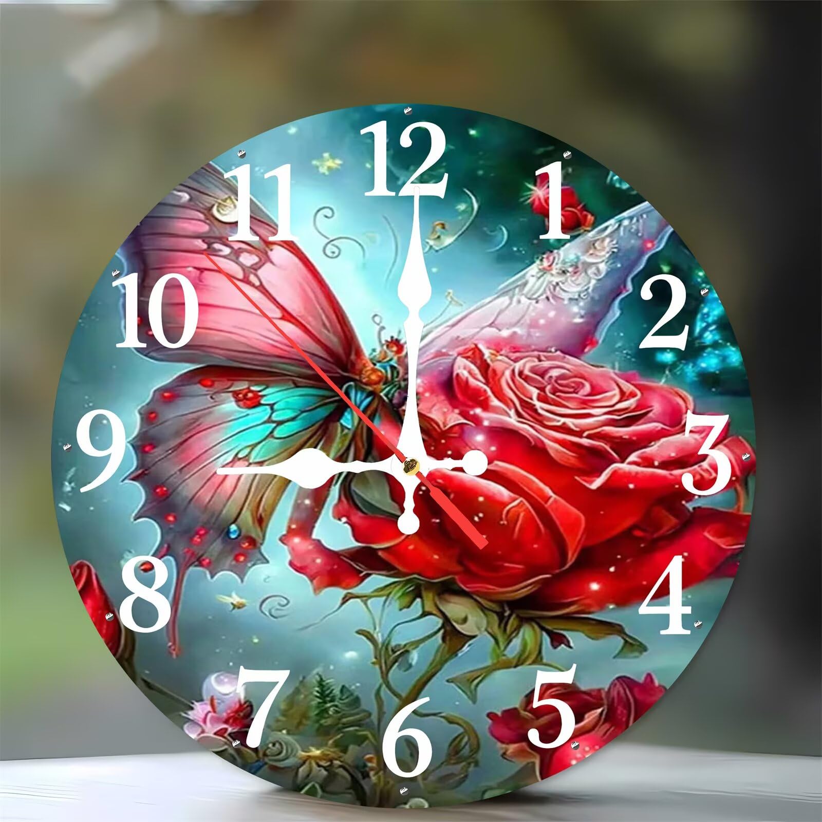 Horloge murale moderne pour cuisine et salon grand cadran motif nature