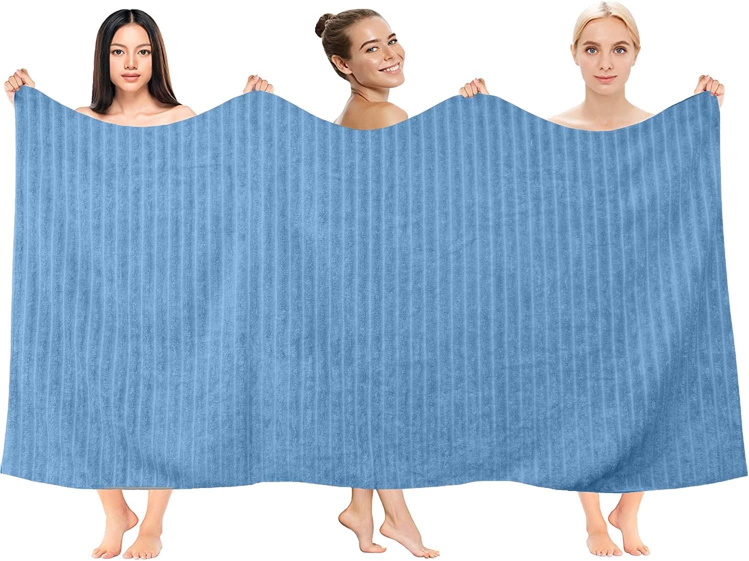 DAN RIVER 3-Piece Towel Set: 1 Oversized Bath Sheet (40x80 Inches) & 2 Bath Sheets (35x70 Inches), 550 GSM - M Blue