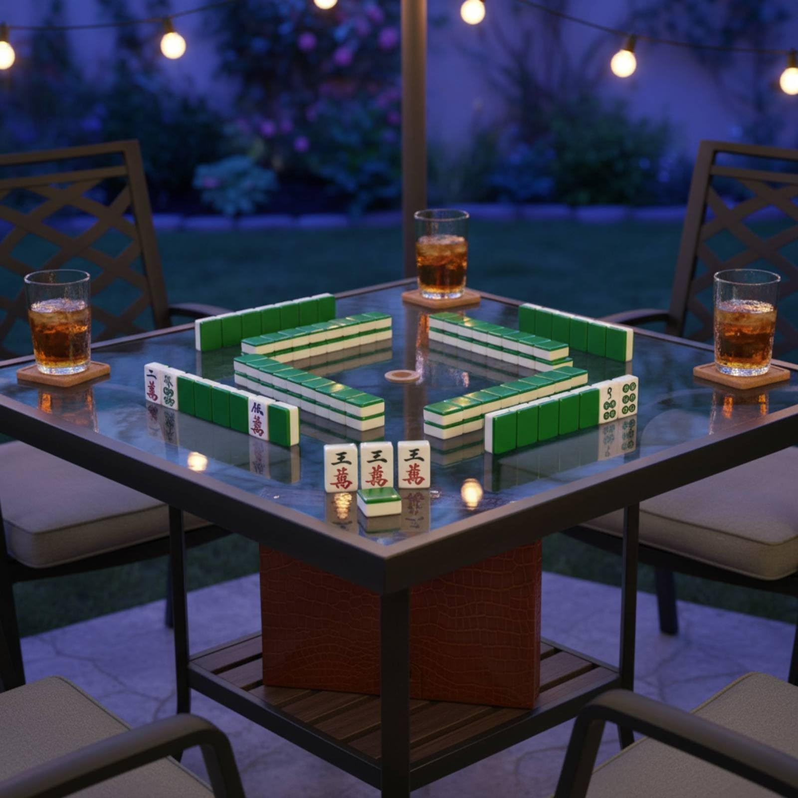 Mahjong Artigianato Acrilico Ensemble da Gioco Classico Tesserine Resistenti Pressione Marcature Visibili Ideale Adatto per Momenti Feste Casa, Nero+Argento