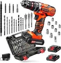 Trapano a Percussione 21V, Avvitatore a Batteria con 2 Batterie 2,0Ah, Trapano Avvitatore Batteria Coppia Massima di 45Nm, 2 Velocità, 25+3 Coppia, 10mm Morsa, Set di Accessori 29 Pezzi con Valigetta