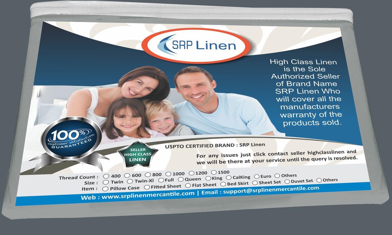 Silver Grey Solid 400 Thread Count Soft Touchy 1 PC Bed Skirt Fits Upto 14" Inches Drop Length with 100% Egyptian Cotton King Size - Made