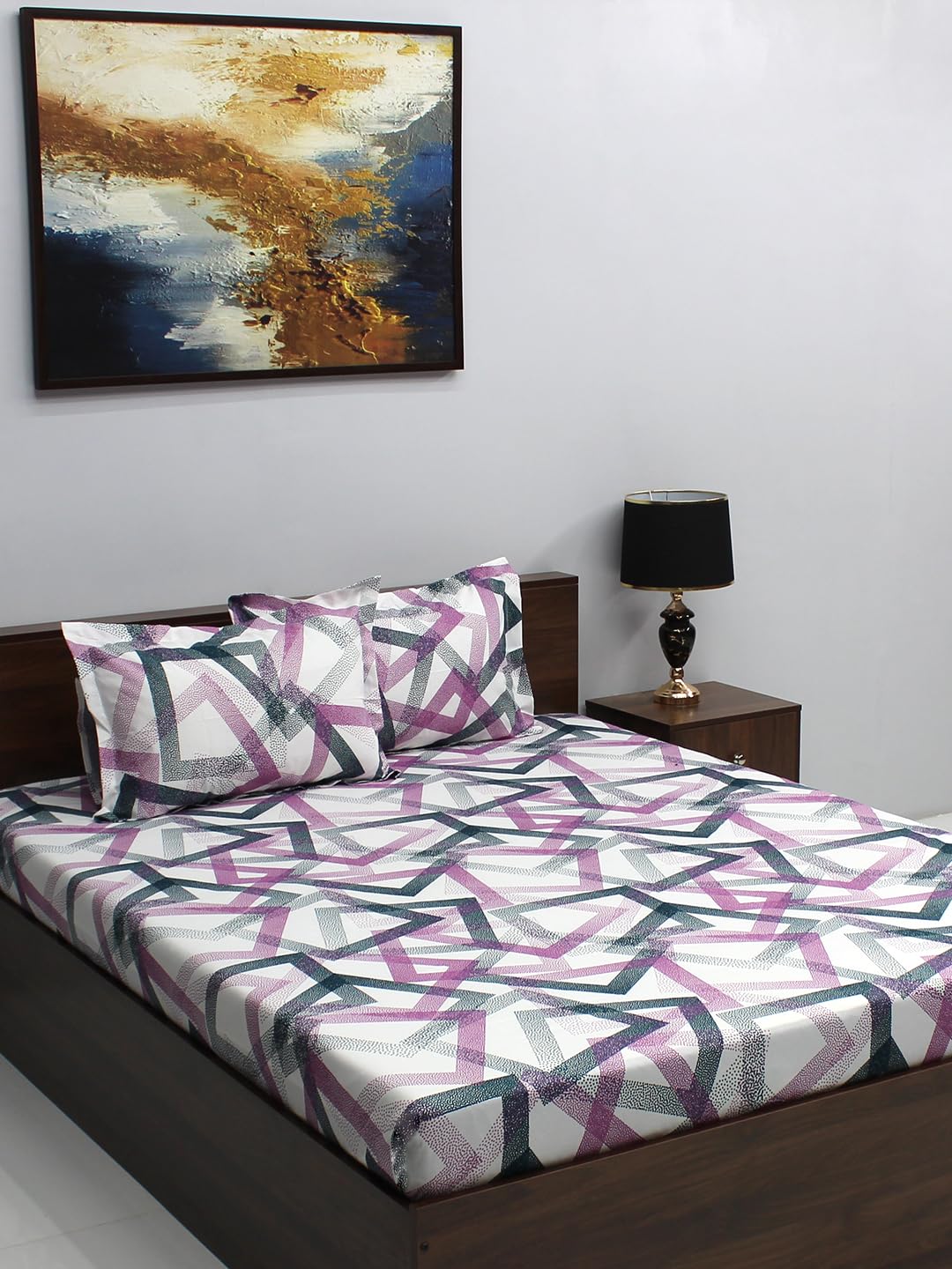 Raymond Home Jazzy Cotton Rich 120 TC Double Bedsheet with 2 Pillow Covers