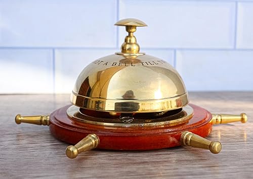 Miniatura 8 de Ebros Gift Timón de barco de estilo antiguo vintage de 6 pulgadas de ancho, rueda de timón victoriano de latón con escritorio frontal de madera,