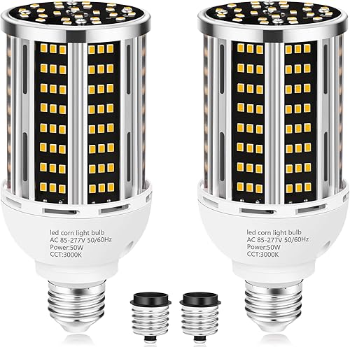 Miniatura 9 de Paquete de 6 bombillas LED de maíz de 50 W, 3000 K blanco cálido 6500 lm (equivalente a 500 W) de grado comercial E26/E39 lámpara LED de base Mogul
