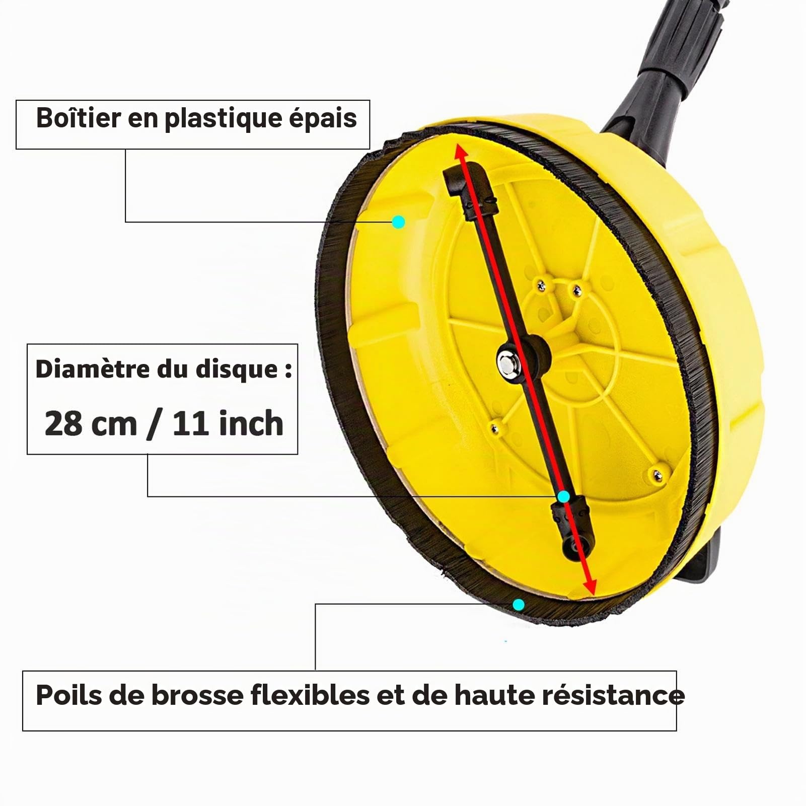 Nettoyeur De Terrasse Brosse, Brosse Rotative Pour Nettoyeur Haute Pression, Long Manche, Brosse Rotative Flexible Pour Nettoyeur Haute Pression K-archer,K2,K3, K4,K5,K6,K7, Pour Toutes surfacess