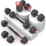 UKEEP Adjustable Dumbbells, 20/30/40/55/60/70/80/90lbs Free Weights Dumbbells Convertible 2 or 3 in 1 Set Used as Barbell, Kettlebells, A Pair of Lightweight for Home Gym