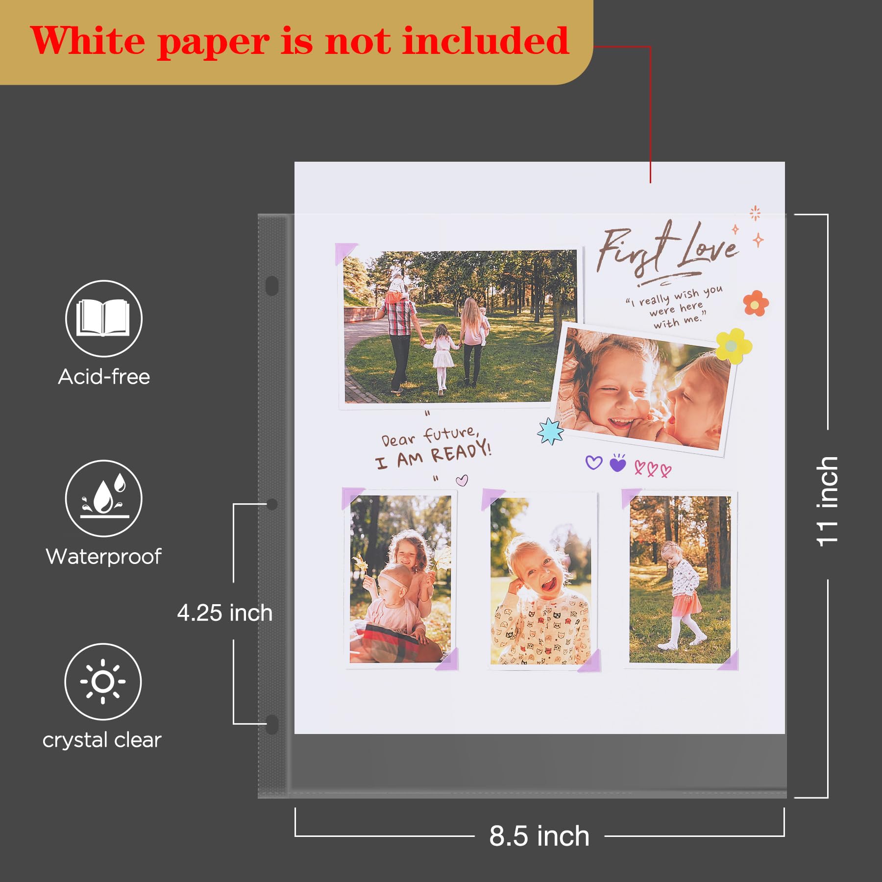 Mublalbum Album photo de scrapbooking à 3 anneaux 80 pages Beige 21,6 x