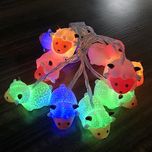 Miniatura 6 de Guirnalda de luces con forma de animal lindo de oveja, luces de hadas alimentadas por pilas para decoración de dormitorio infantil de boda, Navidad