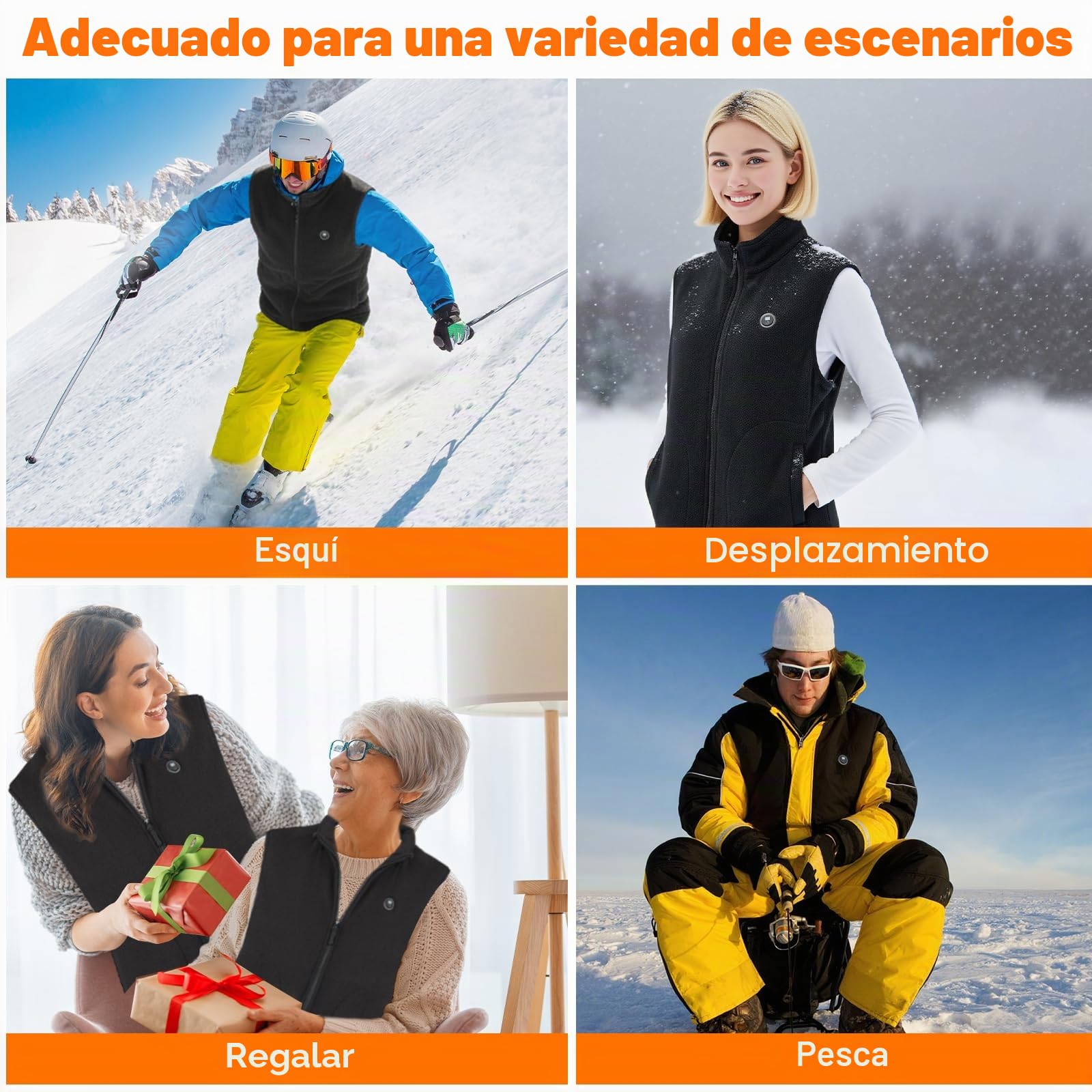 Chaleco Calefactable 27000mAh 14 Zonas 3 Temperaturas Hombre Mujer Bicicleta Senderismo