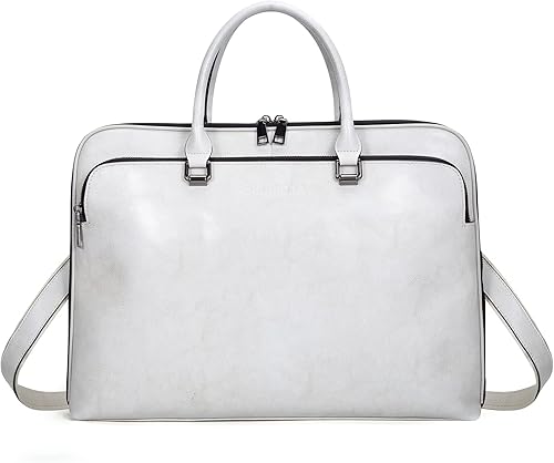 Blofinche Bolso bandolera para laptop, maletín de cuero genuino de 15.6 pulgadas