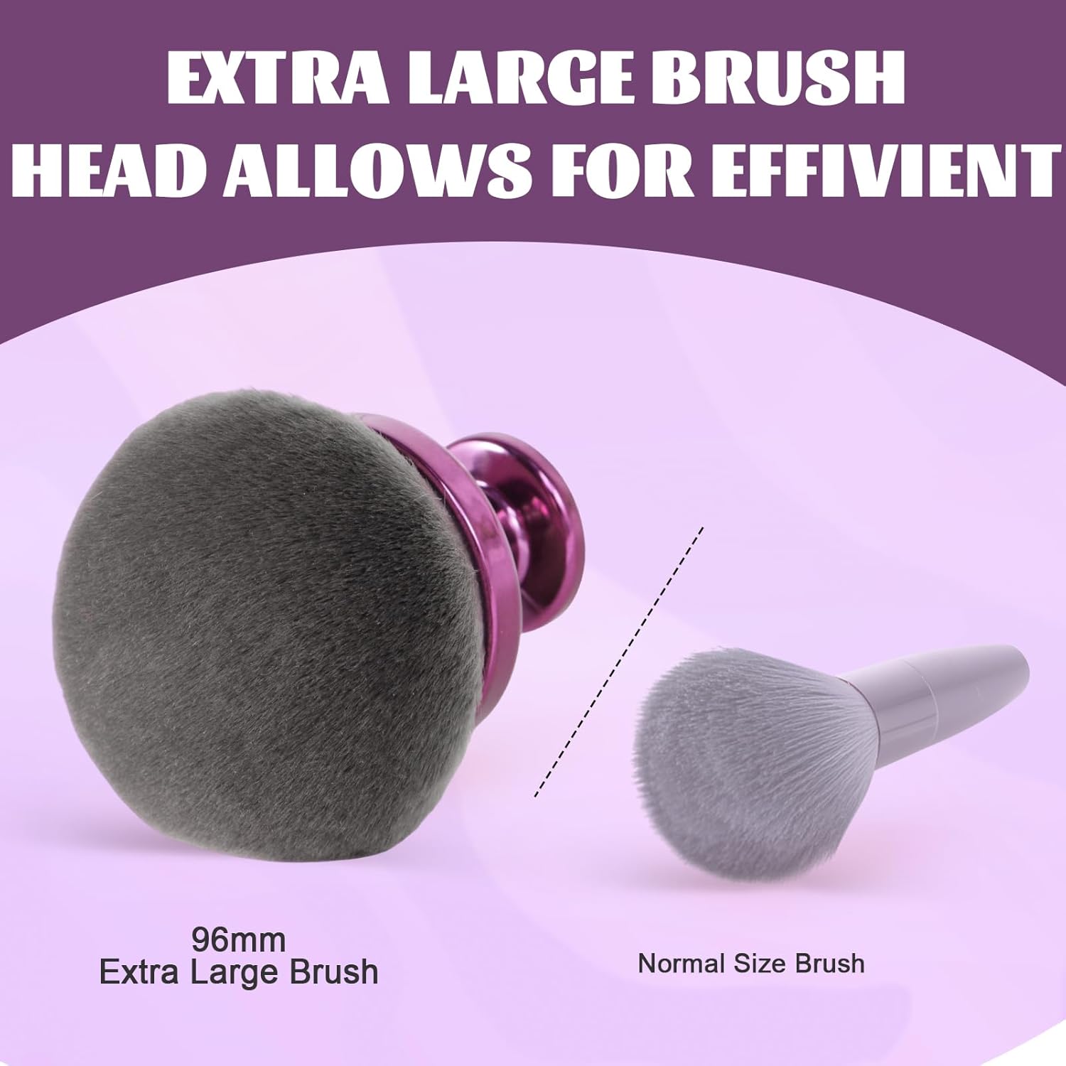 Blend & Blur Extra Large Body Makeup Brush for Self Tanner,Leg Makeup & Bronzer Self Tan Applicator, 90mm Wide Round Head Kabuki Brush For Application with Drawstring Velvet Bag (Purple) - Image 2